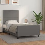 vidaXL Cadre de lit avec tête de lit Gris 90x190 cm Similicuir