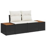 Ensemble de canapé de jardin 5 pièces vidaXL avec coussins en poly rotin noir