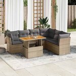 vidaXL Salon de jardin avec coussins 7 Pièces beige résine tressée