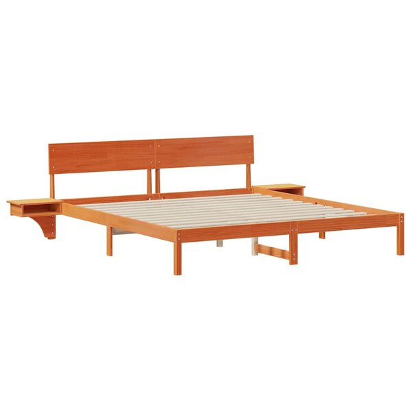vidaXL Cadre de lit avec tête de lit Marron cire Bois massif en pin