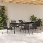 vidaXL Ensemble de salle à manger pour jardin 7 Pièces Noir