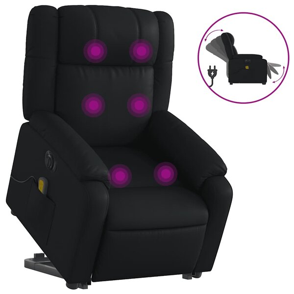 vidaXL Fauteuil inclinable de massage électrique noir similicuir