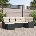 vidaXL Ensemble de canapé de jardin 6 Pièces Noir Poly rotin