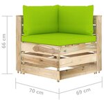 Vidaxl canapé de jardin 2 places avec coussins bois imprégné de vert