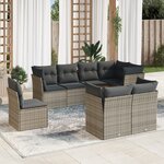 vidaXL Salon de jardin 8 Pièces avec coussins gris résine tressée
