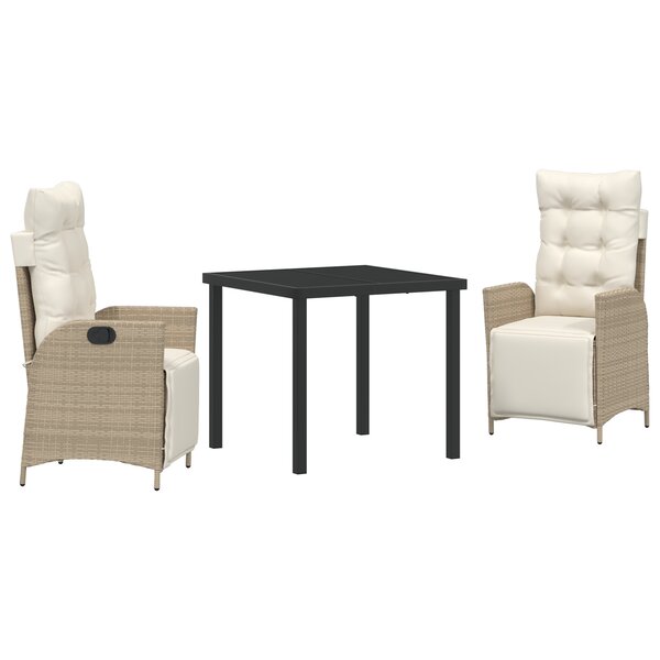 vidaXL Ensemble de jardin de 3 pièces en poly rotin beige