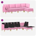 vidaXL Canapé modulaire avec rangement 5 Pièces Rose Tissu