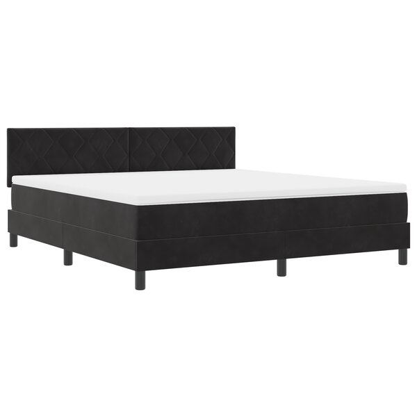 LIT BOX SPRING vidaXL avec Matelas & LED Noir 180x200 cm Velours