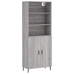 vidaXL Buffet haut Sonoma gris 69 5x34x180 cm Bois d'ingénierie
