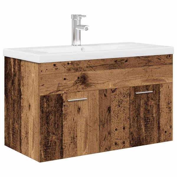 vidaXL Meuble lavabo avec bassin et robinet intégrés vieux bois