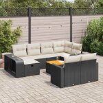 vidaXL Salon de jardin 11 Pièces avec coussins noir résine tressée