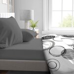 Drap housse 90 x 190 cm + 30 cm bonnet - microfibre - 82 g - Gris anthracite