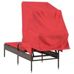 vidaXL Chaise longue avec auvent marron résine tressée