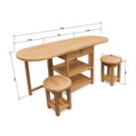Ensemble de bar bas pliable en Teck avec 2 tabourets - Nomani