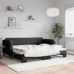 vidaXL Lit de jour avec lit gigogne noir 80x200 cm tissu
