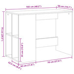 Bureau table poste de travail meuble d'ordinateur informatique étude 102 x 50 x 75 cm bois d'ingénierie gris 02_0023831