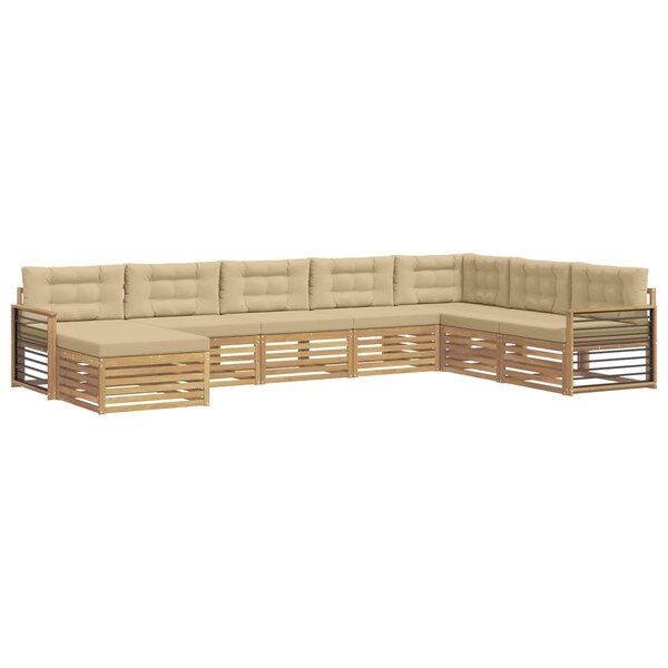 vidaXL Ensemble de canapés d'extérieur 8 Pièces Blanc et Beige