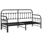 vidaXL Cadre de lit de jour avec tête de lit Noir 80 x 200 cm Acier