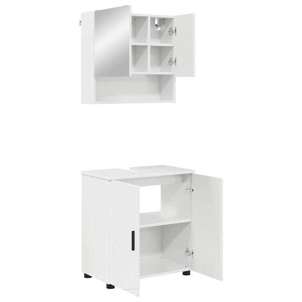 vidaXL Ensemble de mobilier de salle de bain 2 Pièces Blanc brillant
