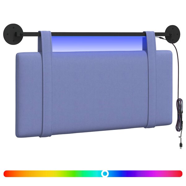 vidaXL Tête de lit suspendue Bleu denim Tissu