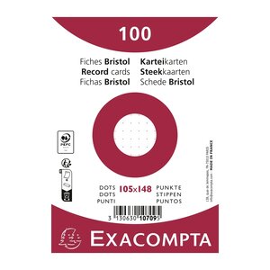 Paquet 100 Fiches Sous Film - Bristol Dots Non Perforé - 105x148mm - Blanc - X 20 - Exacompta