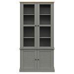 vidaXL Vitrine en verre VIGO gris 85x35x170 cm bois massif de pin