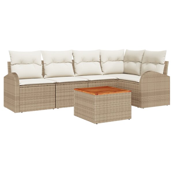 vidaXL Ensemble de canapé de jardin 6 Pièces Beige  blanc Grand