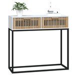 vidaXL Table console blanc 80x30x75 cm bois d'ingénierie et fer