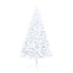 vidaXL Demi-arbre de Noël artificiel pré-éclairé et boules blanc 150cm