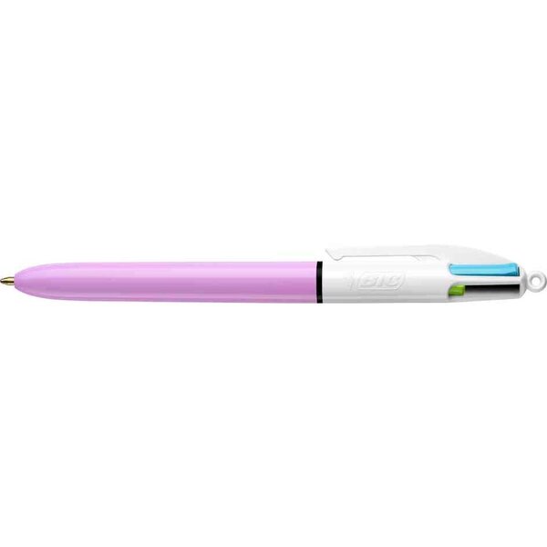 Stylo à bille rétractable 4 Colours Fun Lilas/blanc x 12 BIC