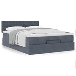 vidaXL Cadre de lit ottoman avec matelas gris foncé 140x190 cm velours