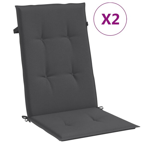 vidaXL Coussins de chaise à dossier haut lot de 2 anthracite mélangé