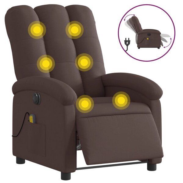 vidaXL Fauteuil de massage inclinable électrique Marron foncé Tissu