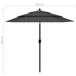 vidaXL Parasol à 3 niveaux avec mât en aluminium Anthracite 2 5 m