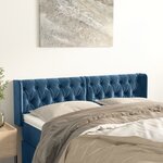 vidaXL Tête de lit avec oreilles Bleu foncé 163x16x78/88 cm Velours