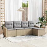 vidaXL Ensemble de canapé de jardin 5 Pièces Beige Poly rotin