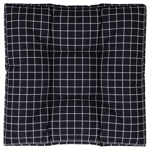 vidaXL Coussin de palette motif à carreaux noir 70x70x12 cm tissu