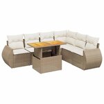vidaXL Salon de jardin avec coussins 7 Pièces beige résine tressée