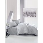 Parure de lit - housse de couette 220 x 240 + 2 taies d'oreiller 60 x 60 - Satiné coton - Gris