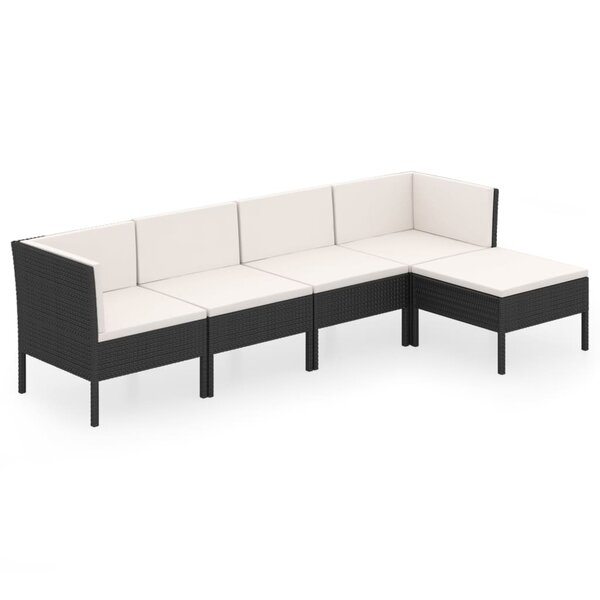 Salon de jardin meuble d'extérieur ensemble de mobilier 5 pièces avec coussins résine tressée noir 02_0016486