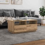 vidaXL Table basse avec lumières LED chêne artisanal 90x49x40 cm