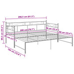 vidaXL Cadre de canapé-lit extensible sans matelas gris métal 90x200cm