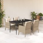 vidaXL Ensemble à manger de jardin avec coussins 5Pièces Beige poly rotin
