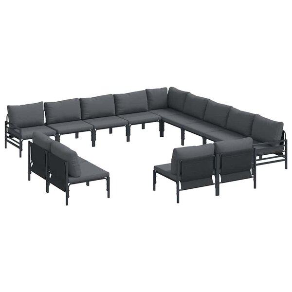 vidaXL Ensemble de canapé de jardin avec coussin Anthracite Acier