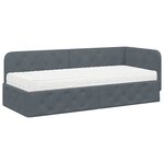 vidaXL Cadre de lit d'angle Gris foncé 80 x 200 cm Velours