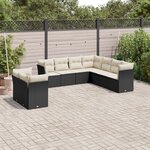 vidaXL Salon de jardin 9 Pièces avec coussins noir résine tressée