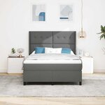 vidaXL Lit à ressort LED avec matelas Gris foncé 140 x 190 cm tissu