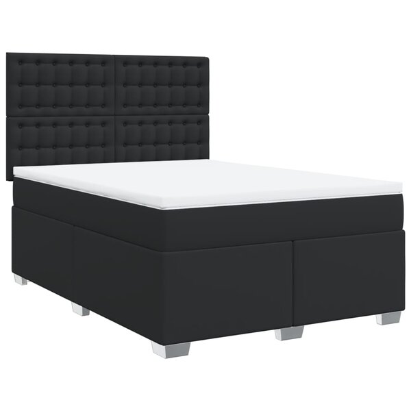 vidaXL Sommier à lattes de lit avec matelas Noir 140x190 cm Similicuir