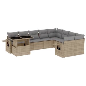 vidaXL Salon de jardin avec coussins 10 Pièces beige résine tressée