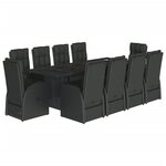 vidaXL Ensemble à manger de jardin 11 Pièces coussins noir résine tressée